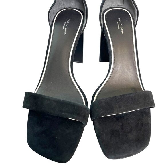 Rag & Bone Ellis Black Suede Block Heel Ankle Strap Sandals SZ 37.5, US 7.5 - Picture 5 of 10